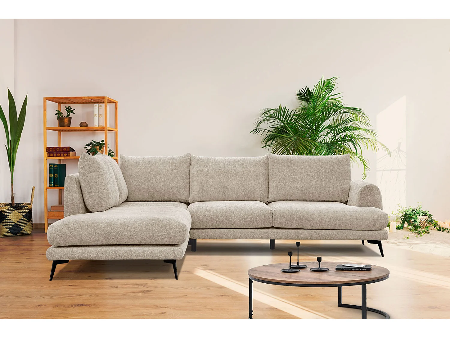 ADRIA Ecksofa 5-Sitzer links, ecru