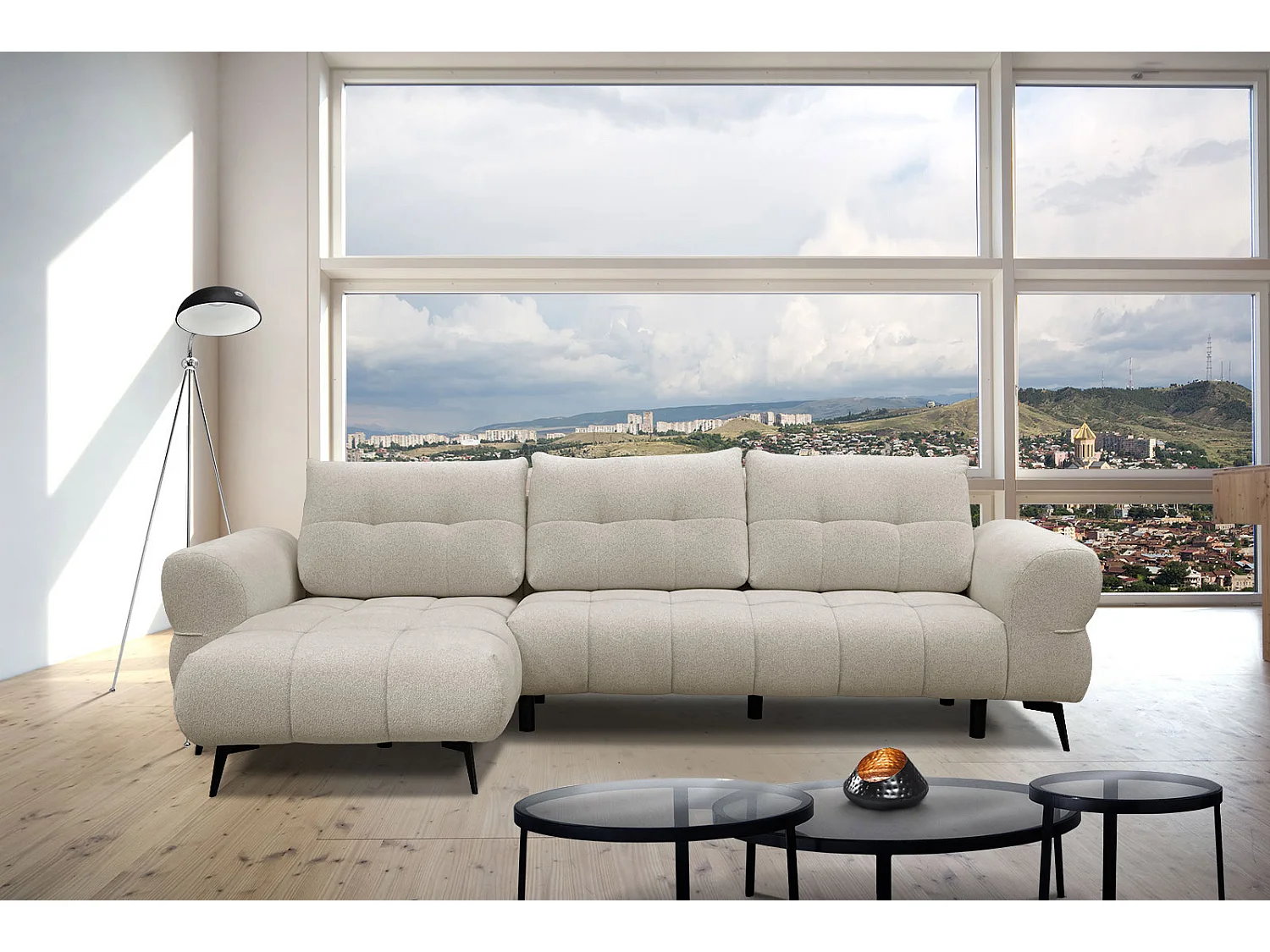 SALVINI Ecksofa 4-Sitzer links, ecru