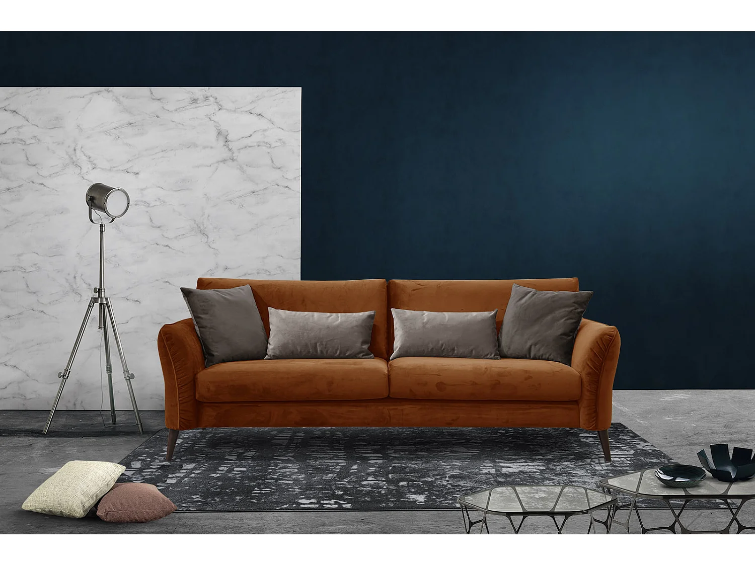 FIGARI Sofa 3-Sitzer, orangebraun