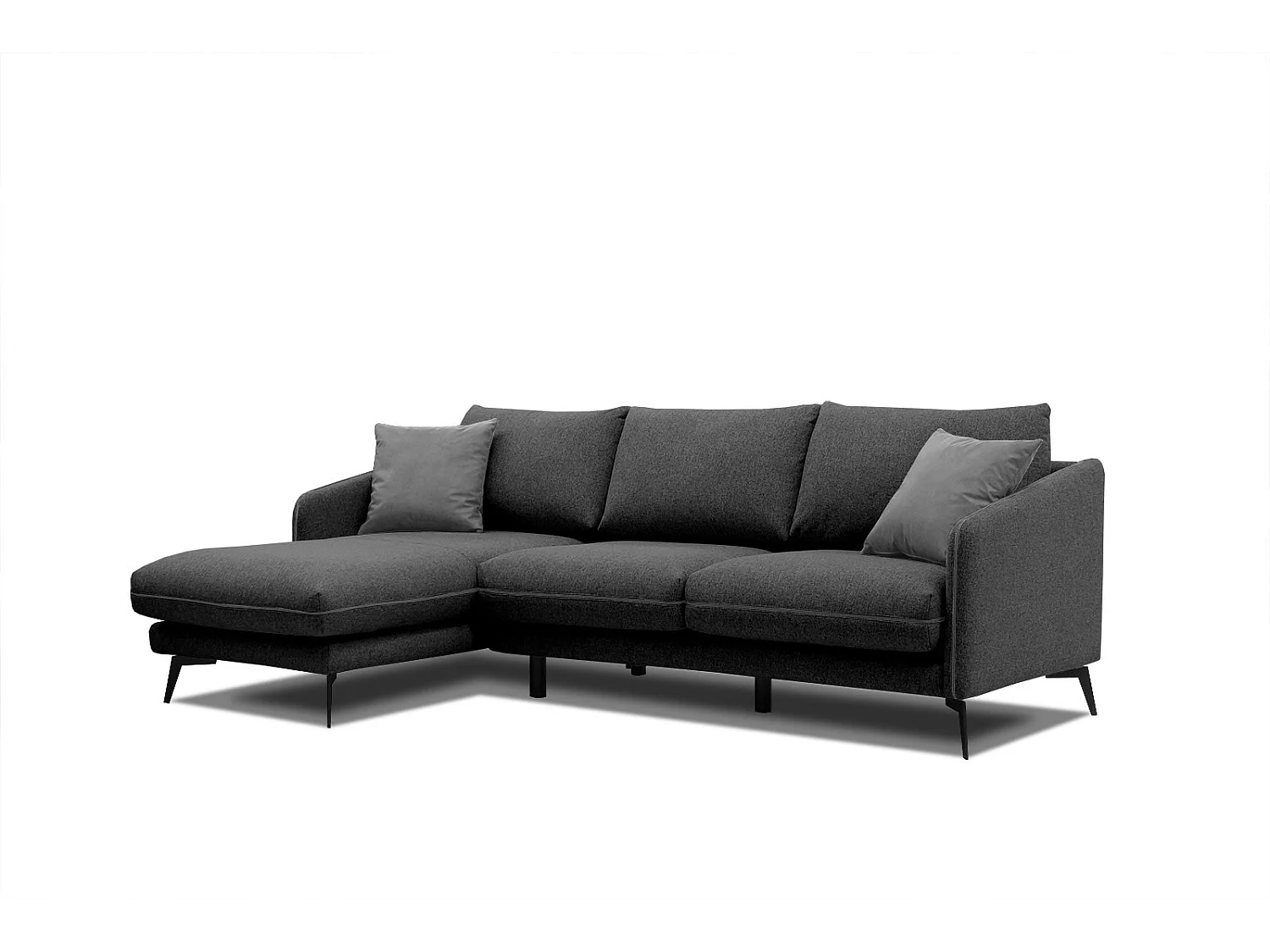 SOGEL Ecksofa 4-Sitzer links, schwarz