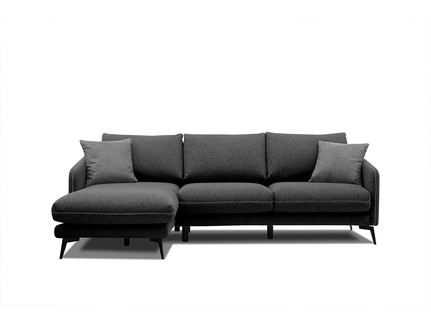 SOGEL Ecksofa 4-Sitzer links, schwarz