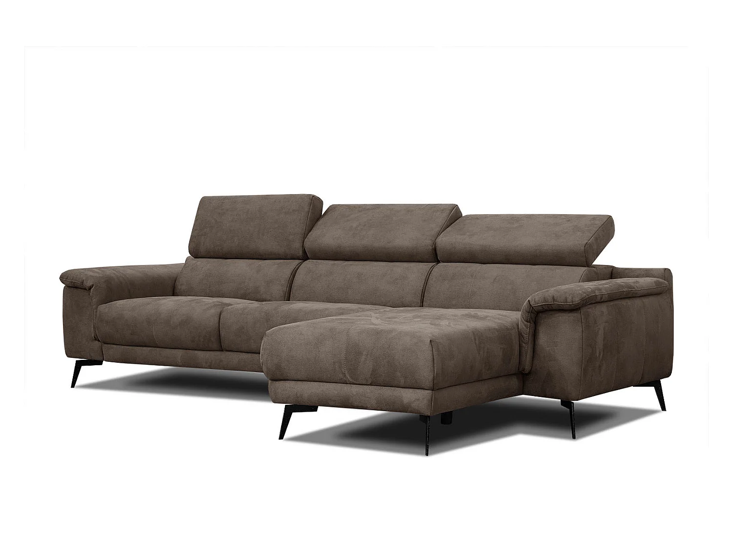 FIERO Ecksofa 4-Sitzer rechts mit verstellbare Kopfstützen, dunkelbraun