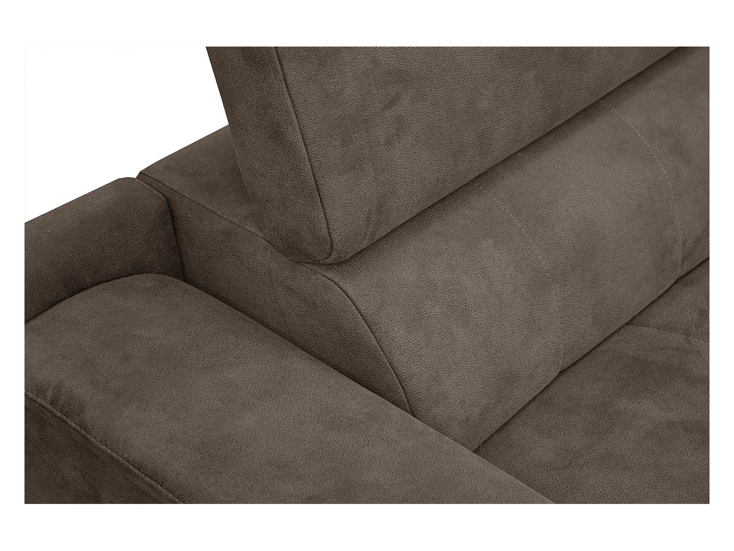 FIERO Ecksofa 4-Sitzer rechts mit verstellbare Kopfstützen, dunkelbraun