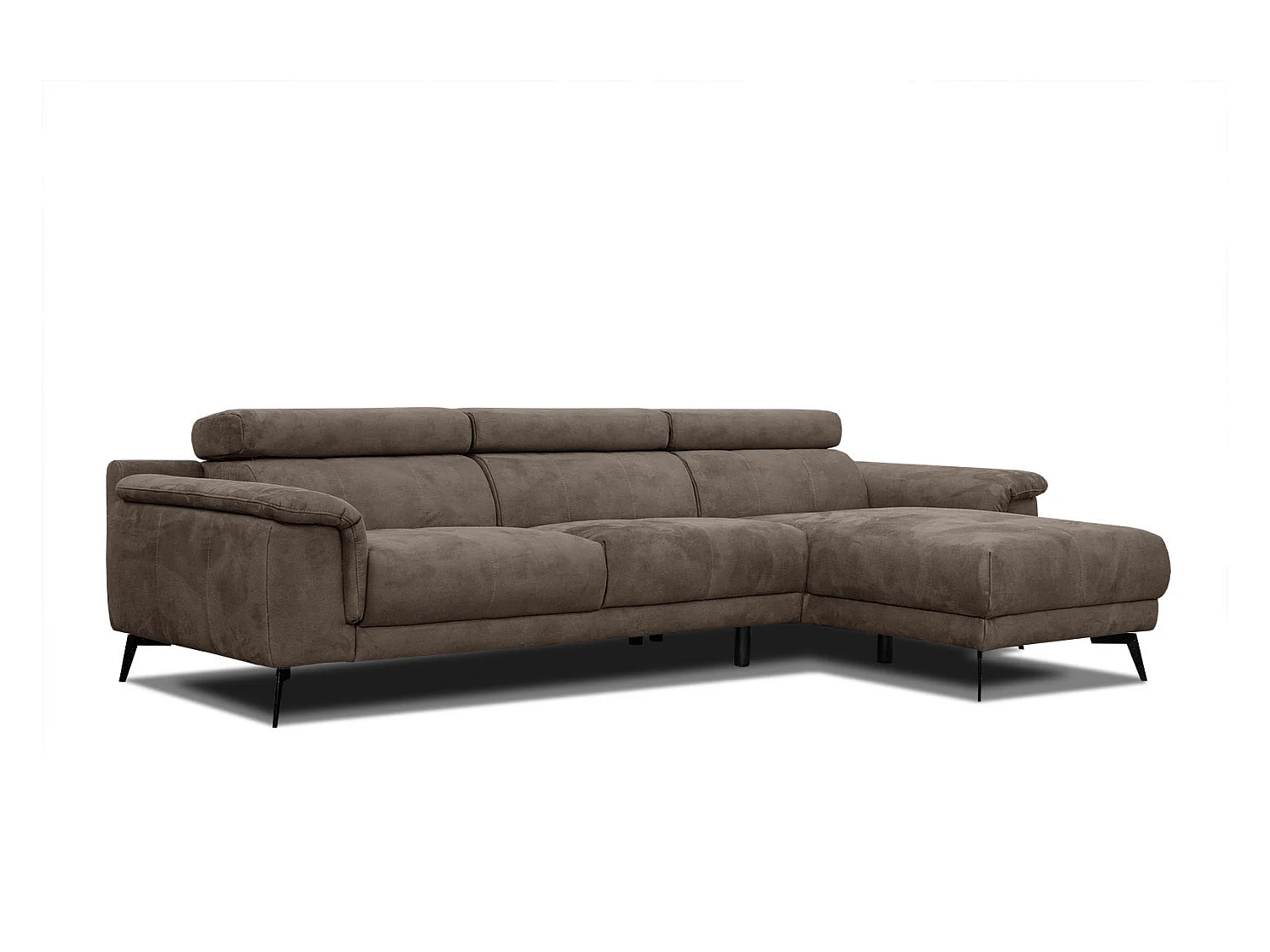 FIERO Ecksofa 4-Sitzer rechts mit verstellbare Kopfstützen, dunkelbraun