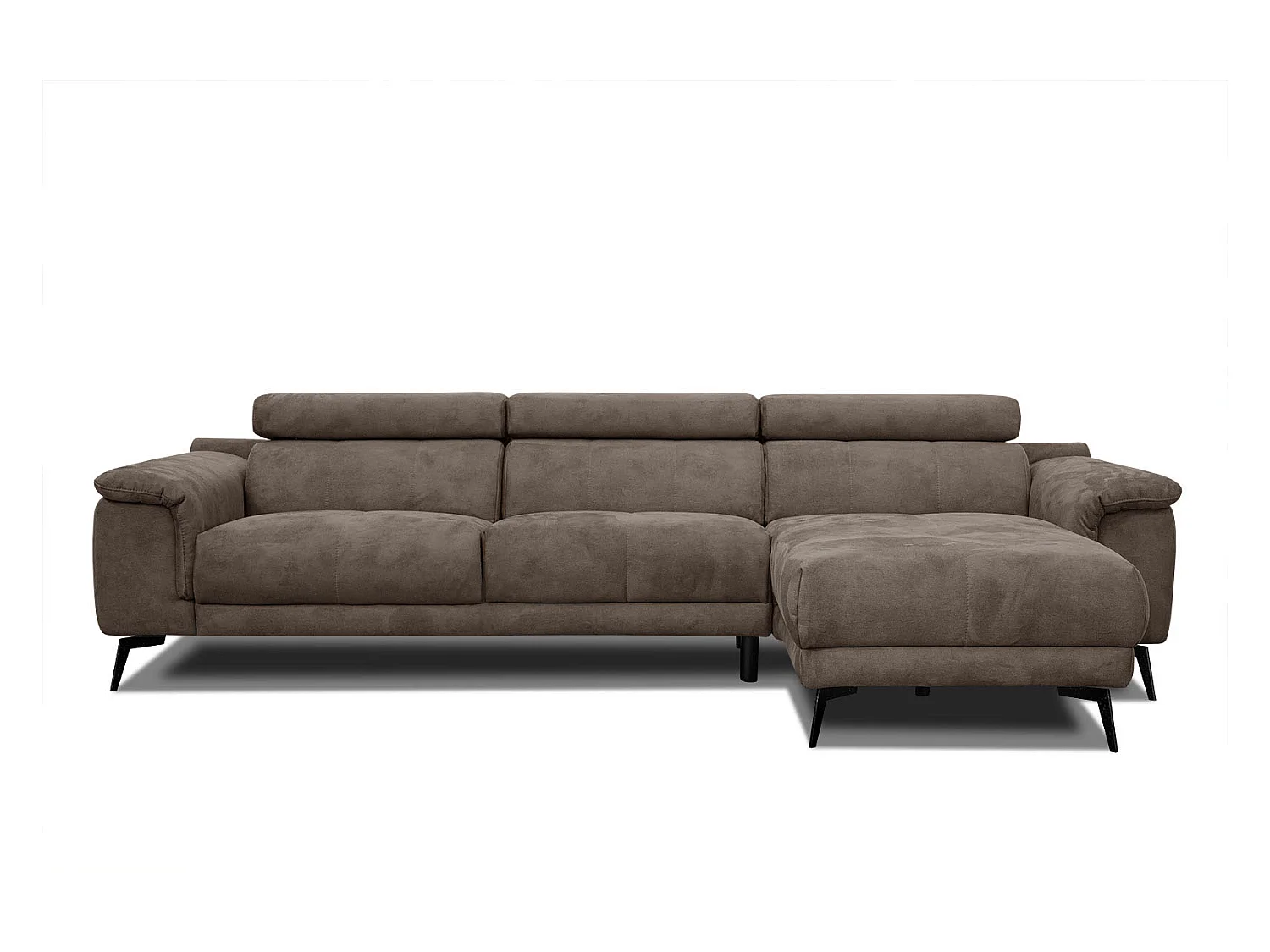 FIERO Ecksofa 4-Sitzer rechts mit verstellbare Kopfstützen, dunkelbraun