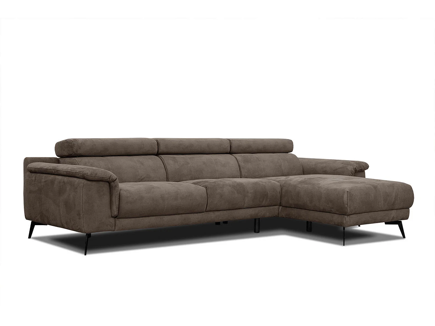 FIERO Ecksofa 4-Sitzer rechts mit verstellbare Kopfstützen, dunkelbraun