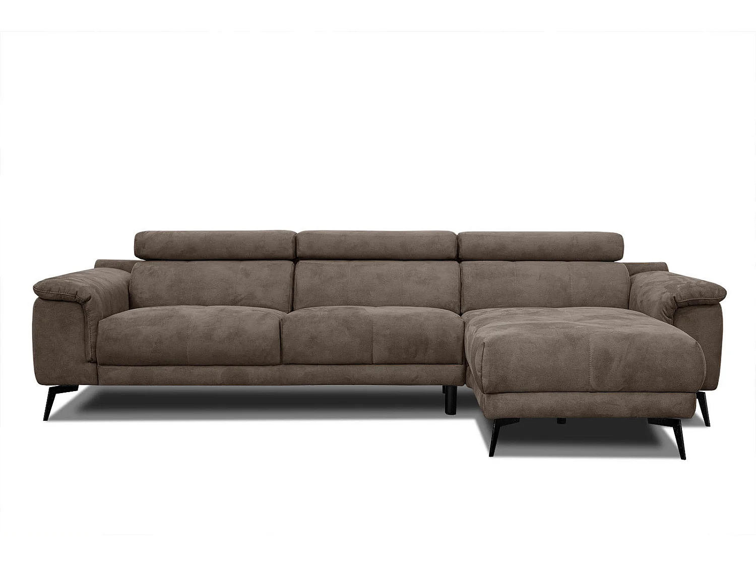 FIERO Ecksofa 4-Sitzer rechts mit verstellbare Kopfstützen, dunkelbraun