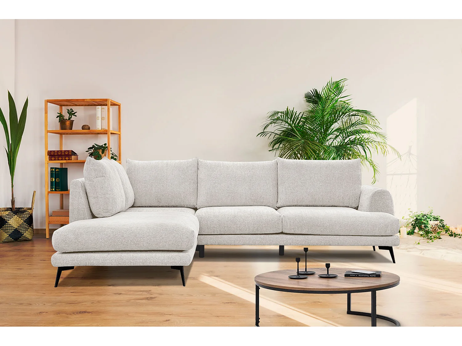 ADRIA Ecksofa 5-Sitzer links, perlweiß