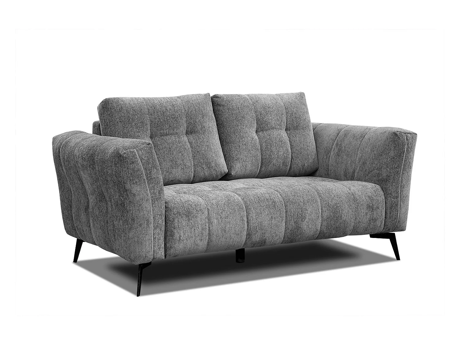Canapé droit 2 places tissu gris - Kalmer