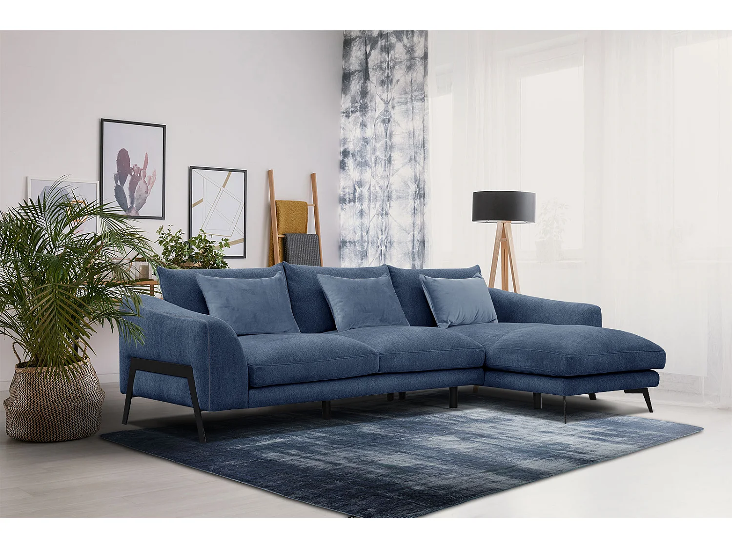 WINTER Ecksofa 4-Sitzer rechts, dunkelblau