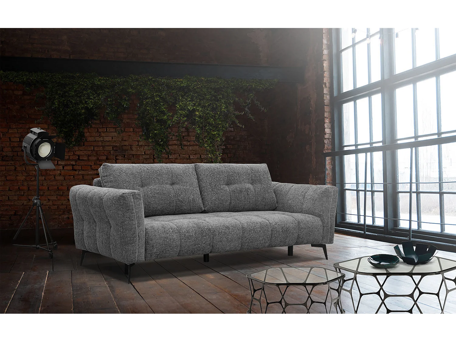 KALMER Sofa 3-Sitzer, dunkelgrau
