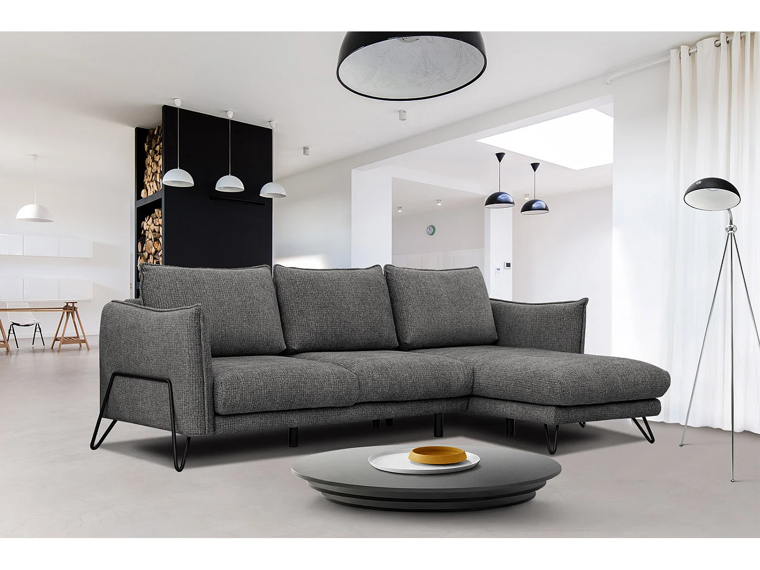 HOSTEN Ecksofa 4-Sitzer rechts, anthrazit