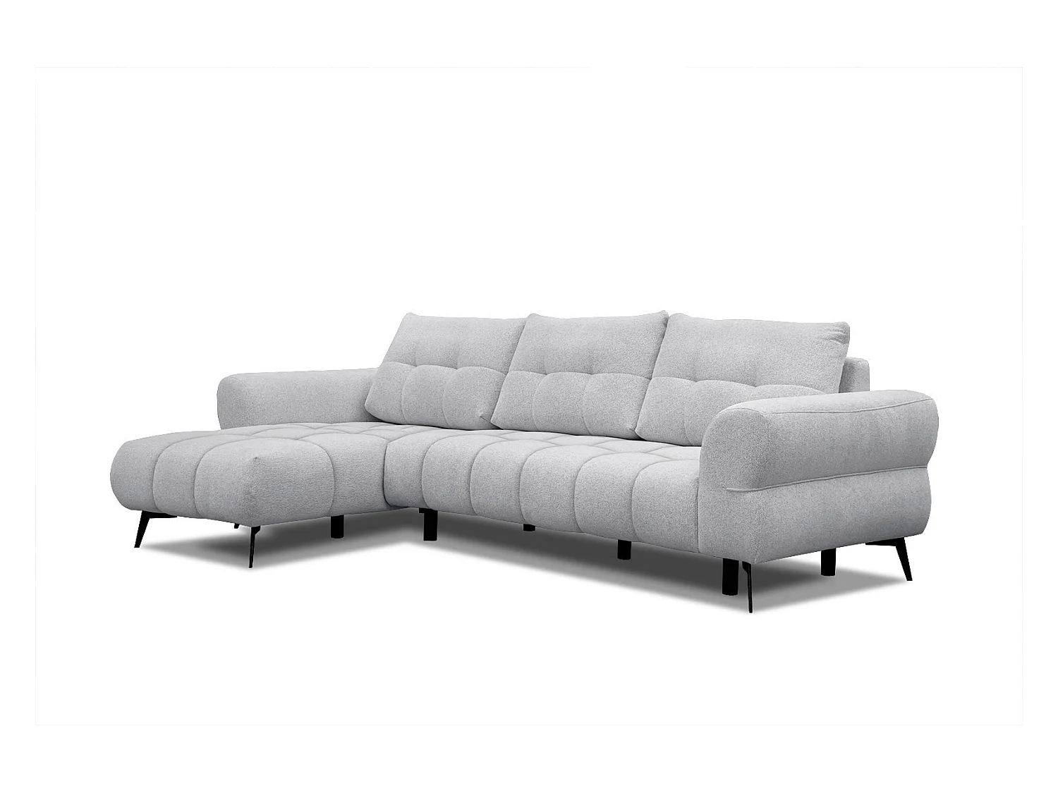 Canapé d'angle gauche Salvini 4 places tissu gris clair