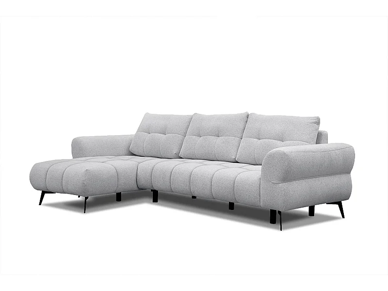 Canapé d'angle gauche Salvini 4 places tissu gris clair