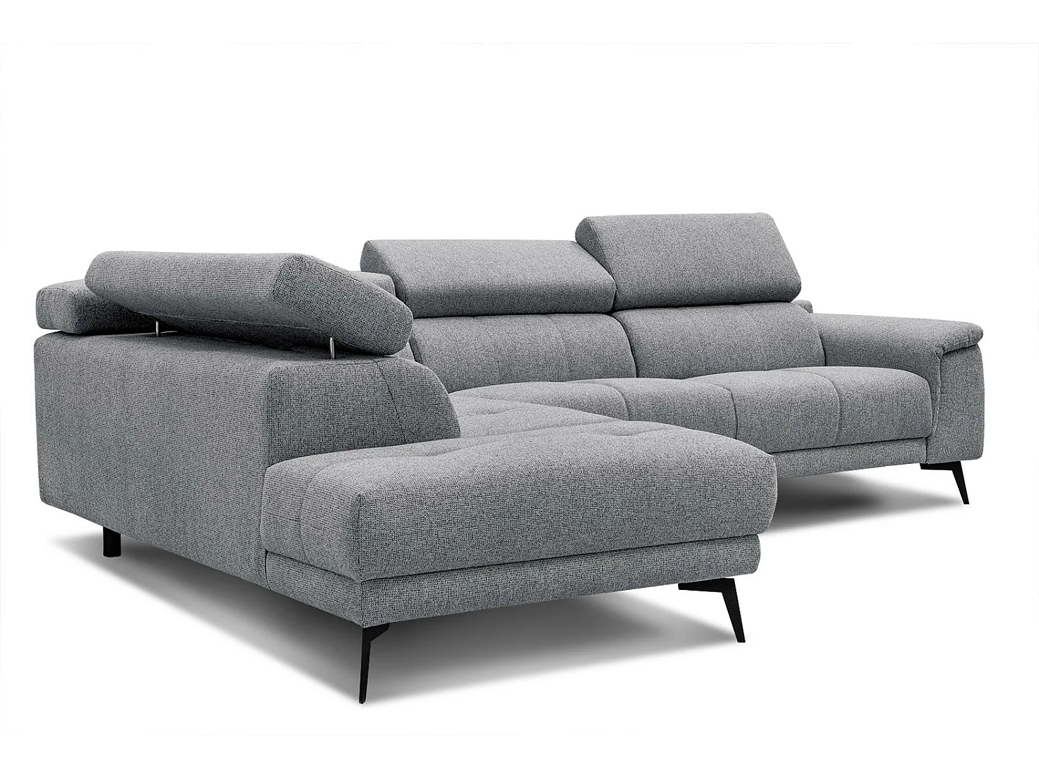 Canapé d'angle gauche 5 places tissu gris moyen - Fiero