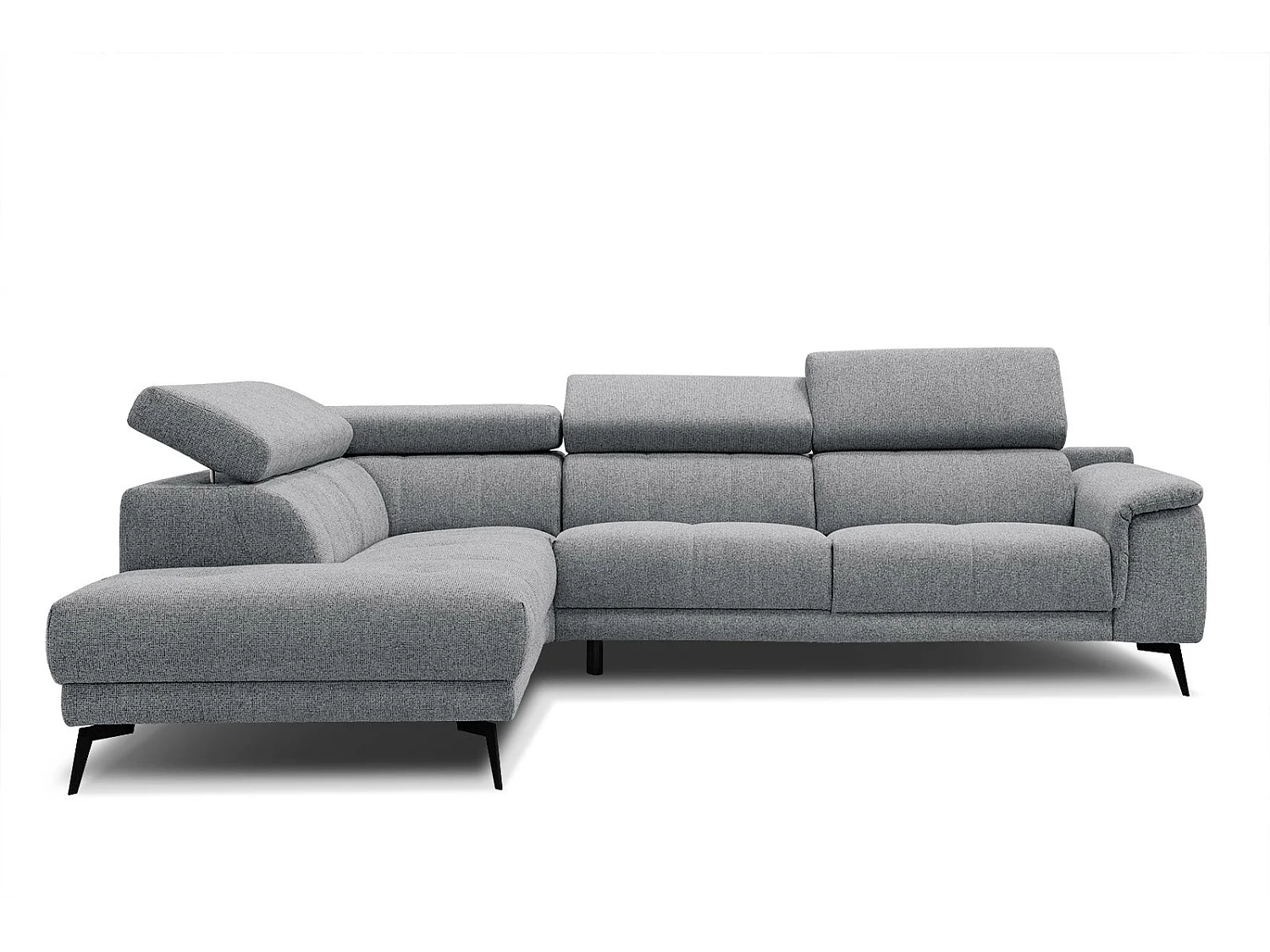 Canapé d'angle gauche 5 places tissu gris moyen - Fiero