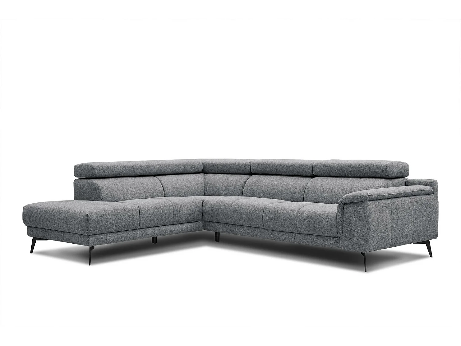 Canapé d'angle gauche 5 places tissu gris moyen - Fiero