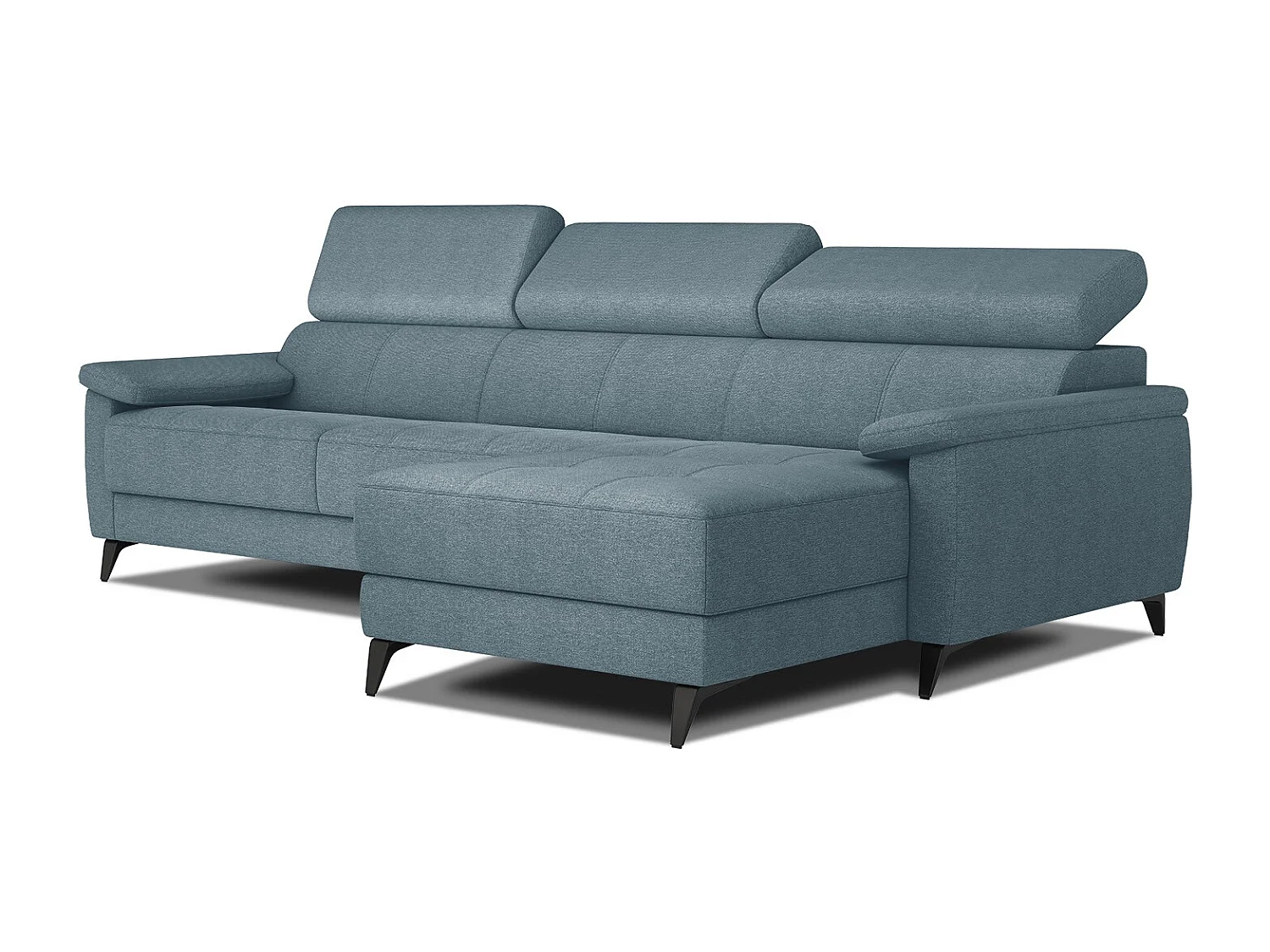 TAUNUS Ecksofa 4-Sitzer rechts mit verstellbare Kopfstützen, hellblau