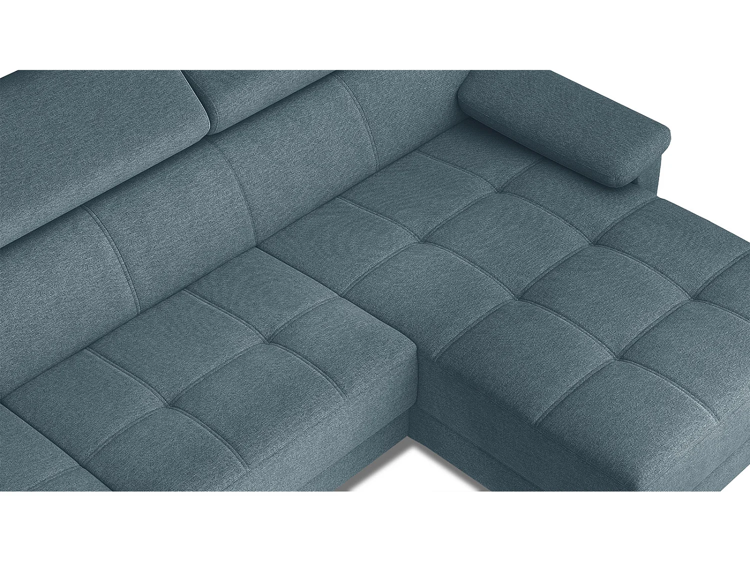 TAUNUS Ecksofa 4-Sitzer rechts mit verstellbare Kopfstützen, hellblau