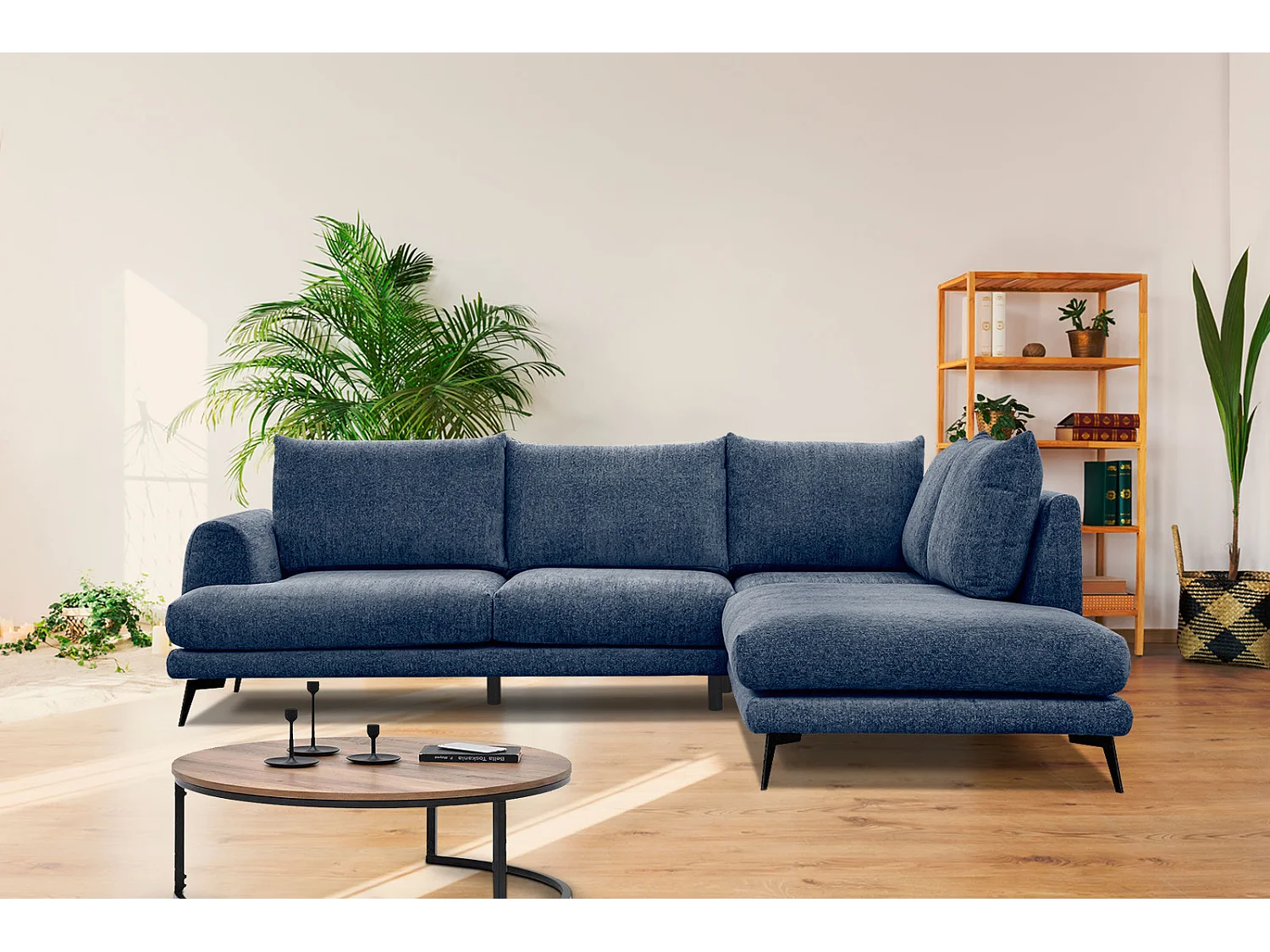 ADRIA Ecksofa 5-Sitzer rechts, dunkelblau