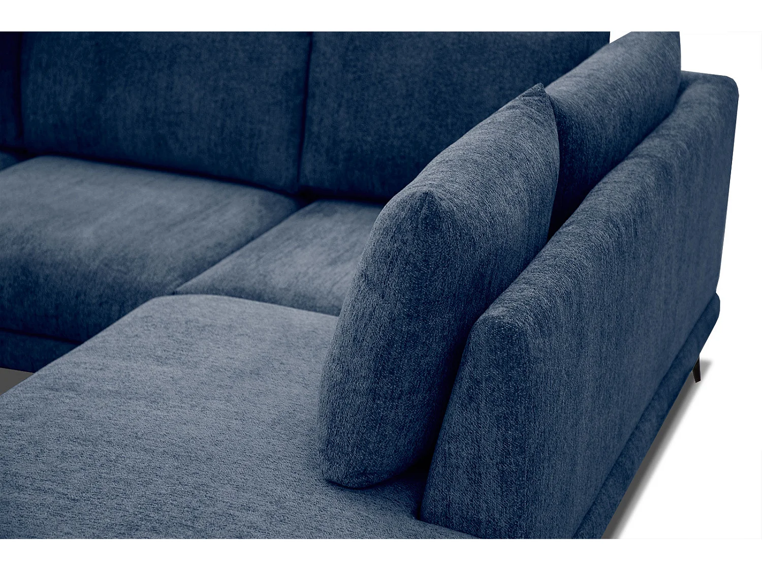 Canapé d'angle droit 5 places tissu bleu foncé