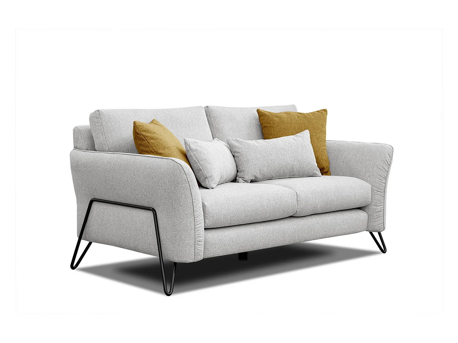 Canapé droit 2 places tissu gris clair LOREM
