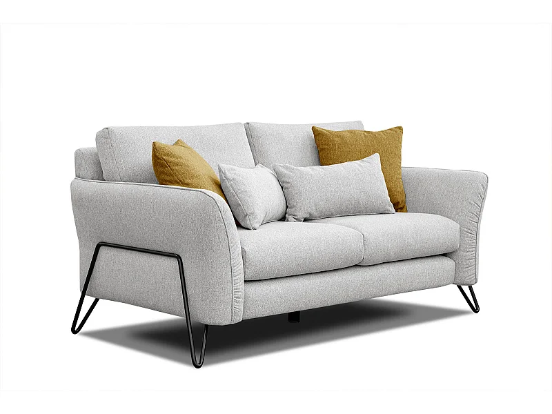 Canapé droit 2 places tissu gris clair LOREM