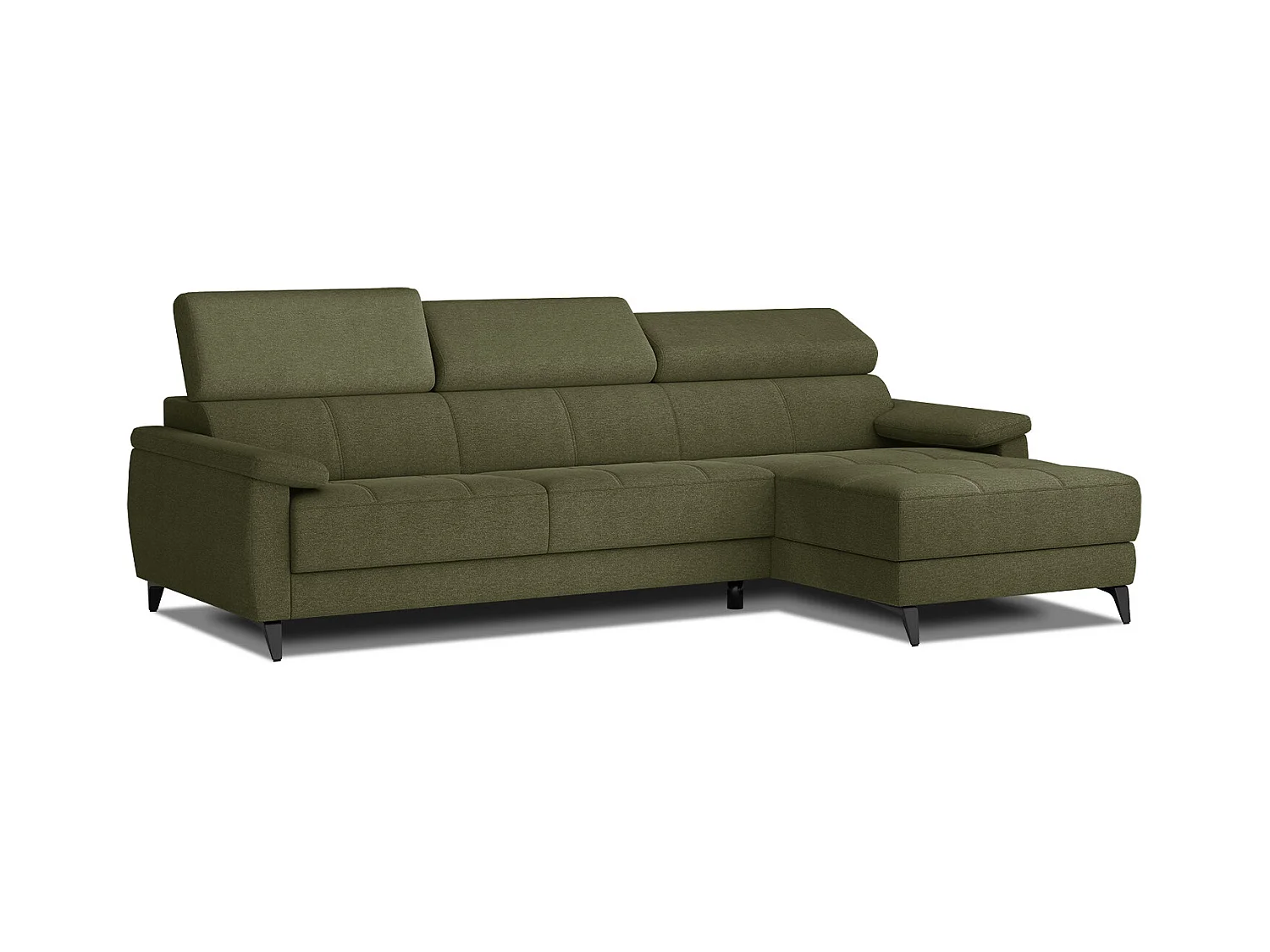 TAUNUS Ecksofa 4-Sitzer rechts mit verstellbare Kopfstützen, grün