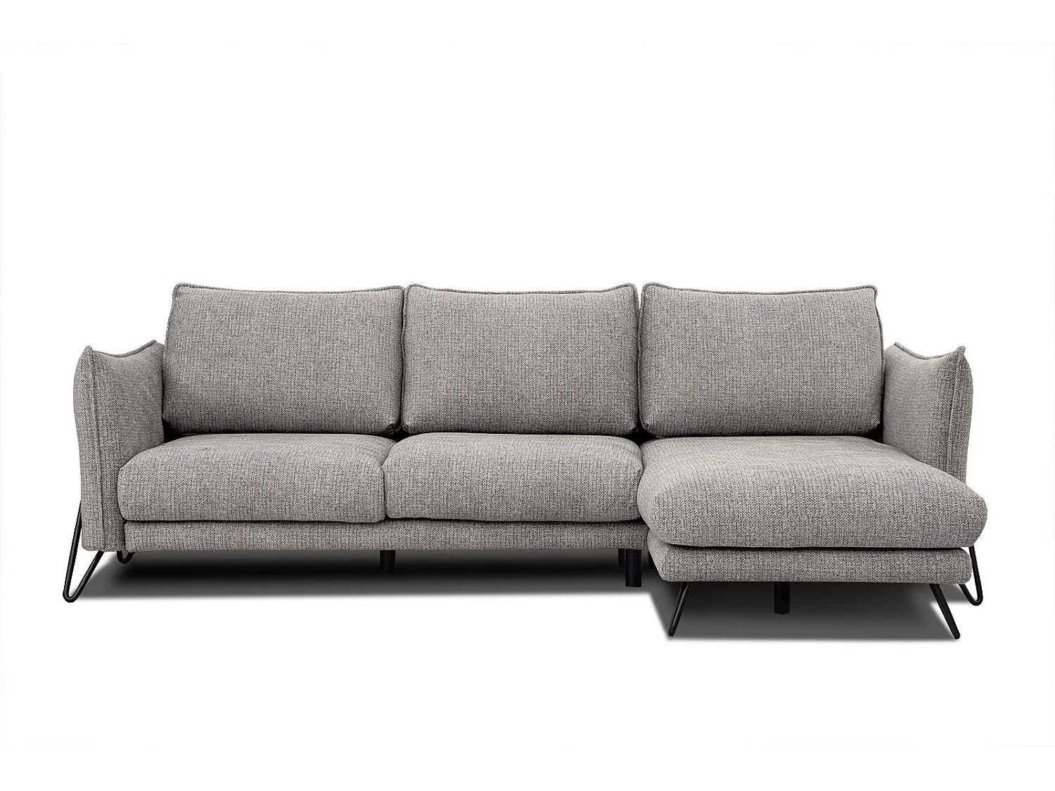 Canapé d'angle droit 4 places tissu taupe HOSTEN