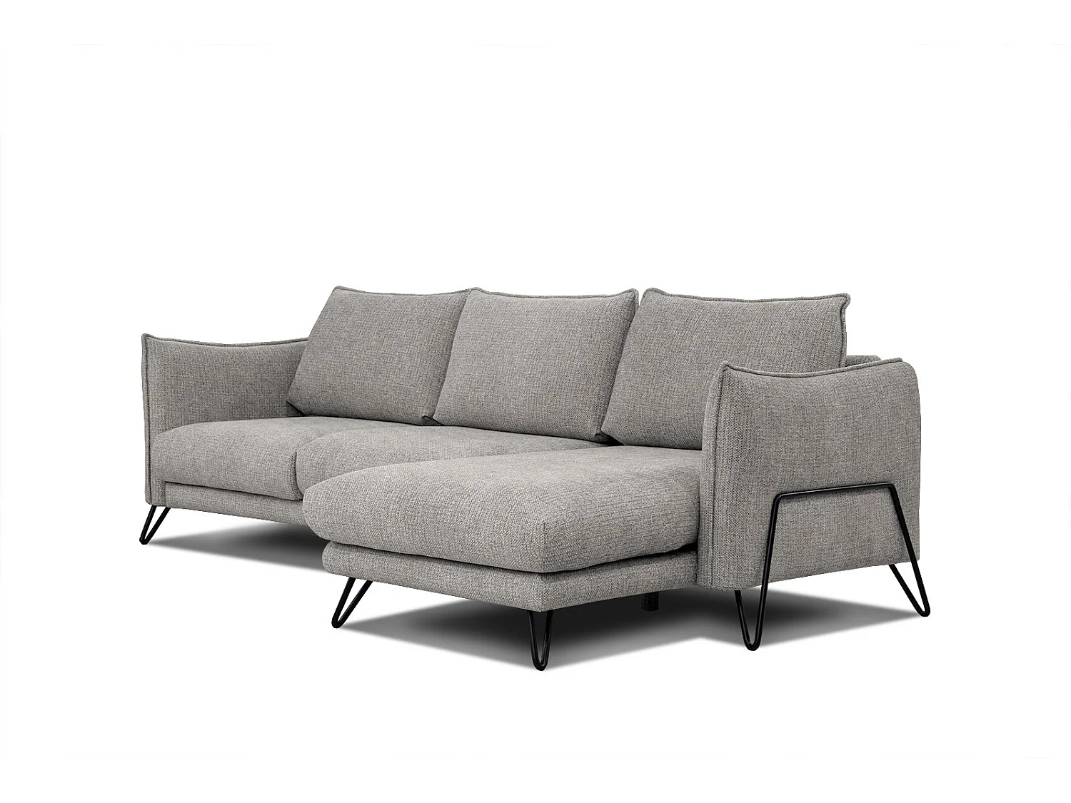 Canapé d'angle droit 4 places tissu taupe HOSTEN