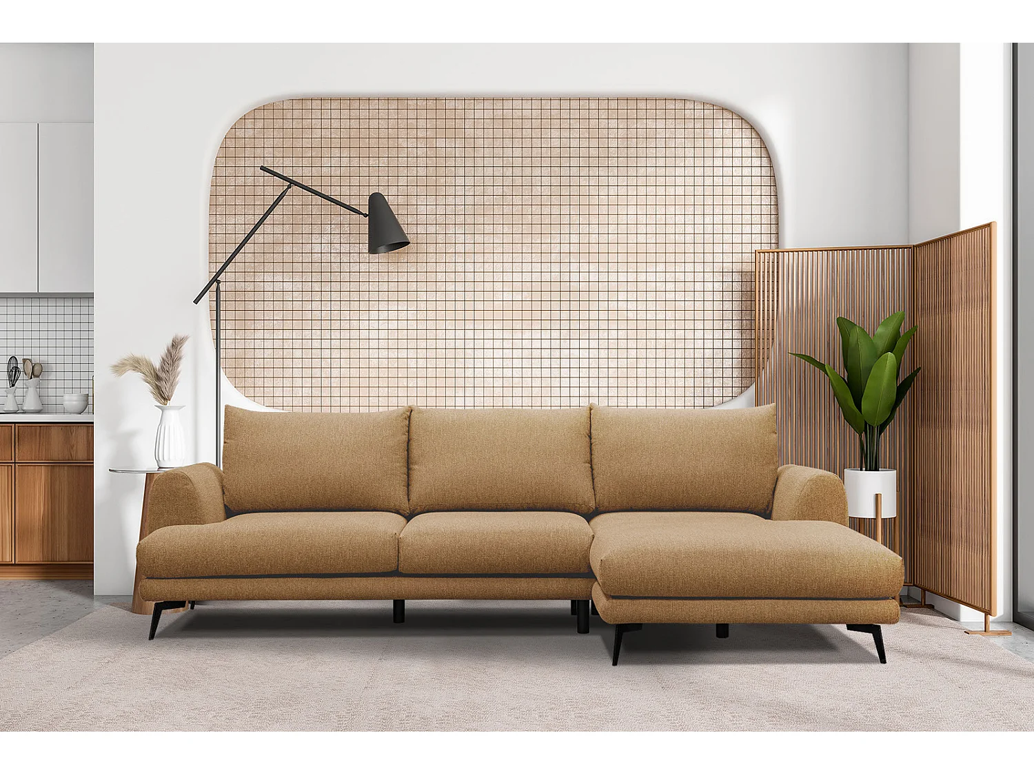 ADRIA Ecksofa 4-Sitzer rechts, orange