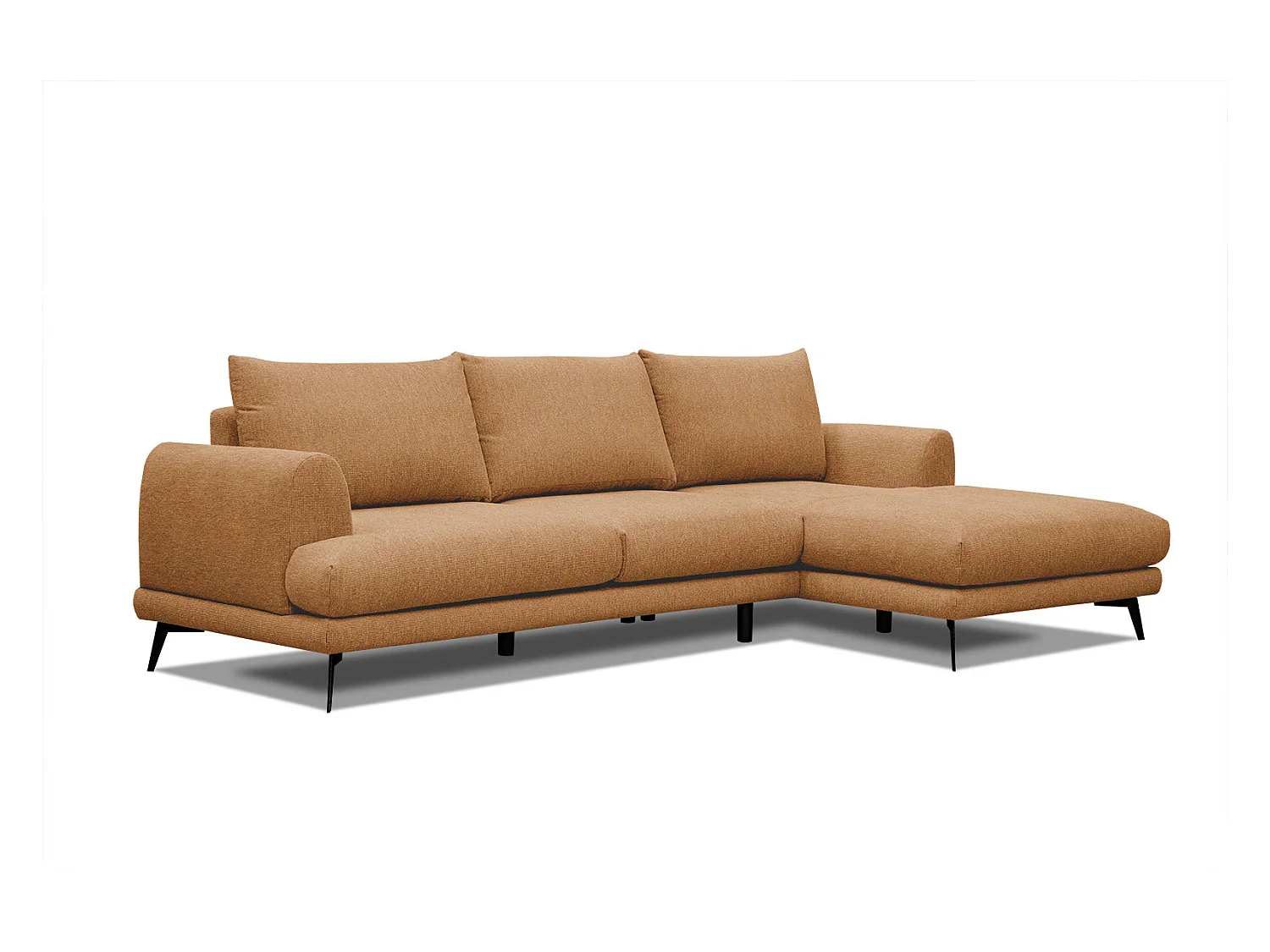 Canapé d'angle droit 4 places tissu orange - ADRIA
