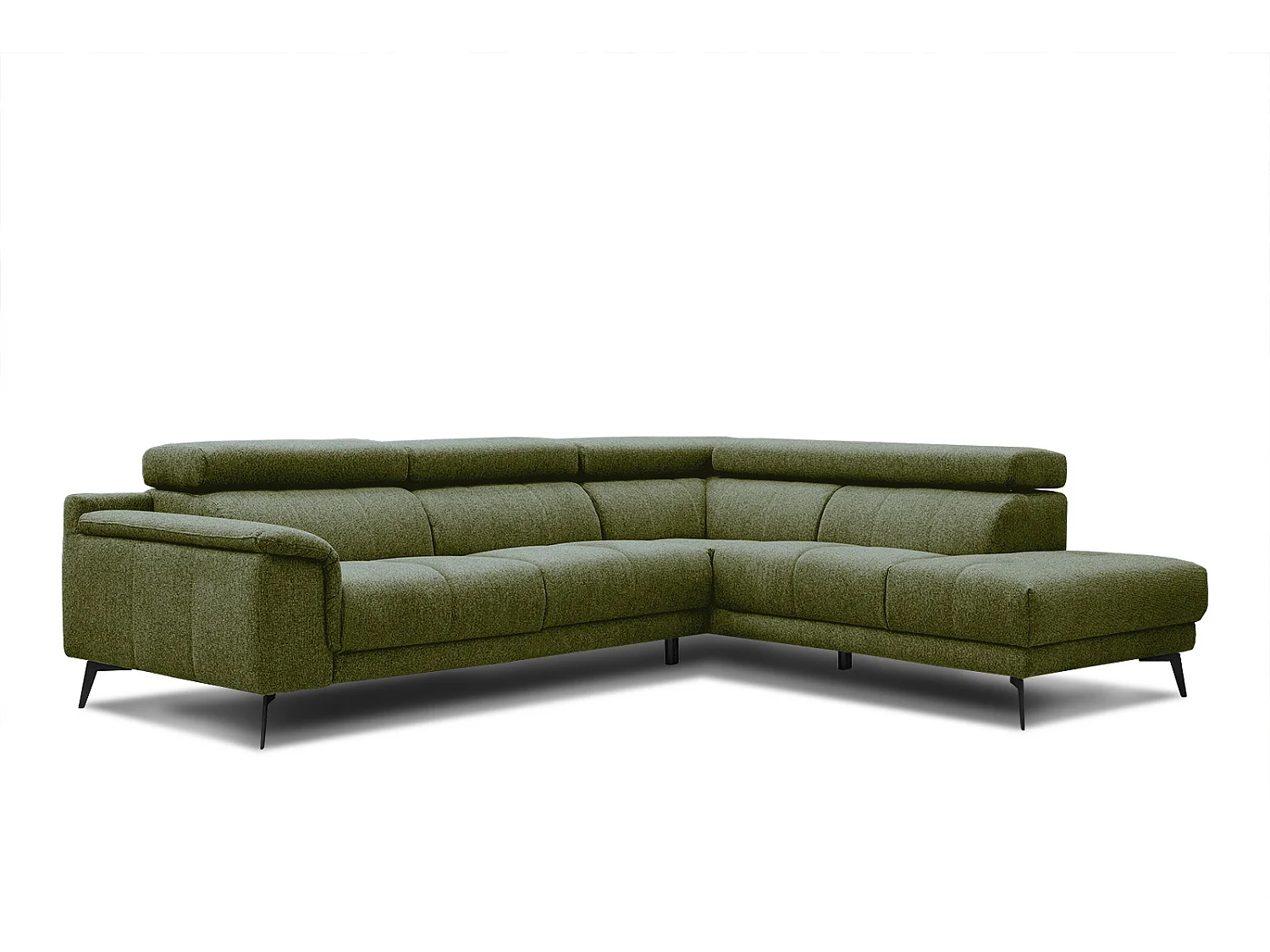 Canapé d'angle droit 5 places tissu vert foncé - Fiero