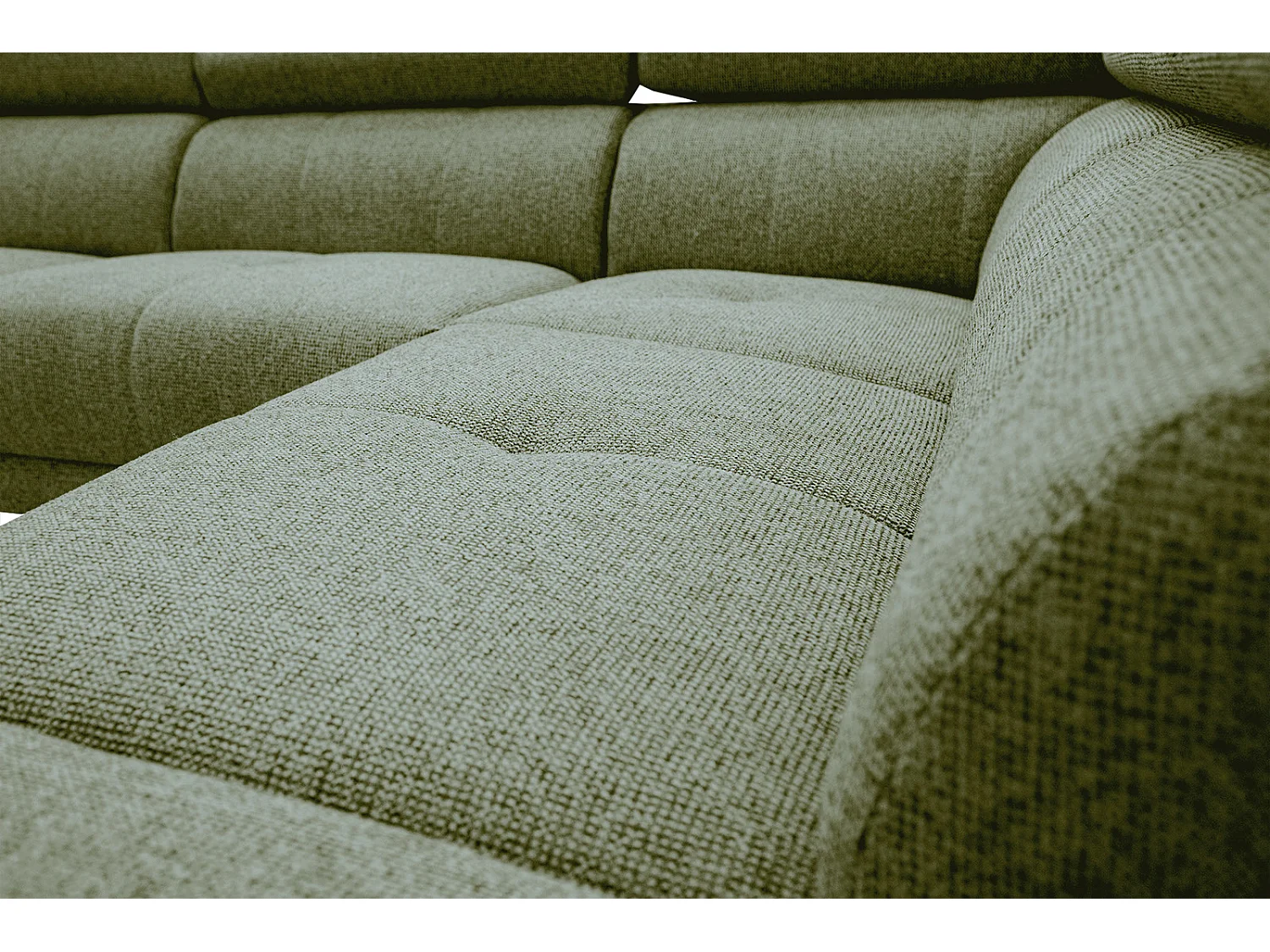 FIERO Ecksofa 5-Sitzer rechts mit verstellbare Kopfstützen, olive