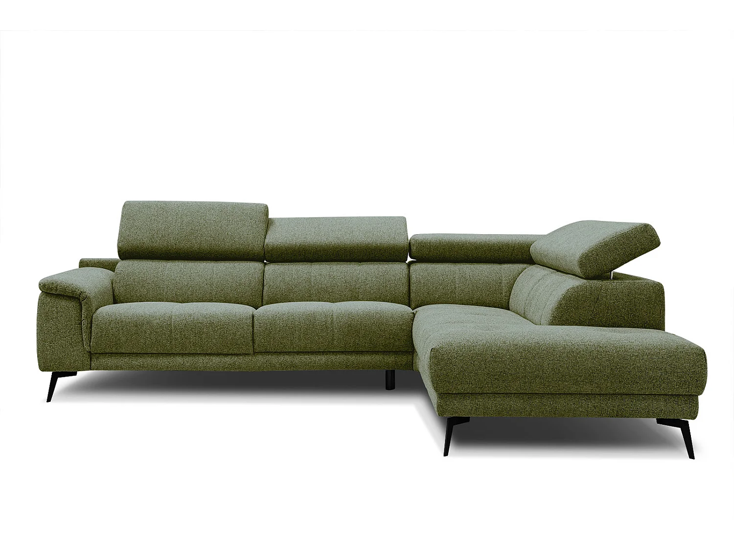 FIERO Ecksofa 5-Sitzer rechts mit verstellbare Kopfstützen, olive