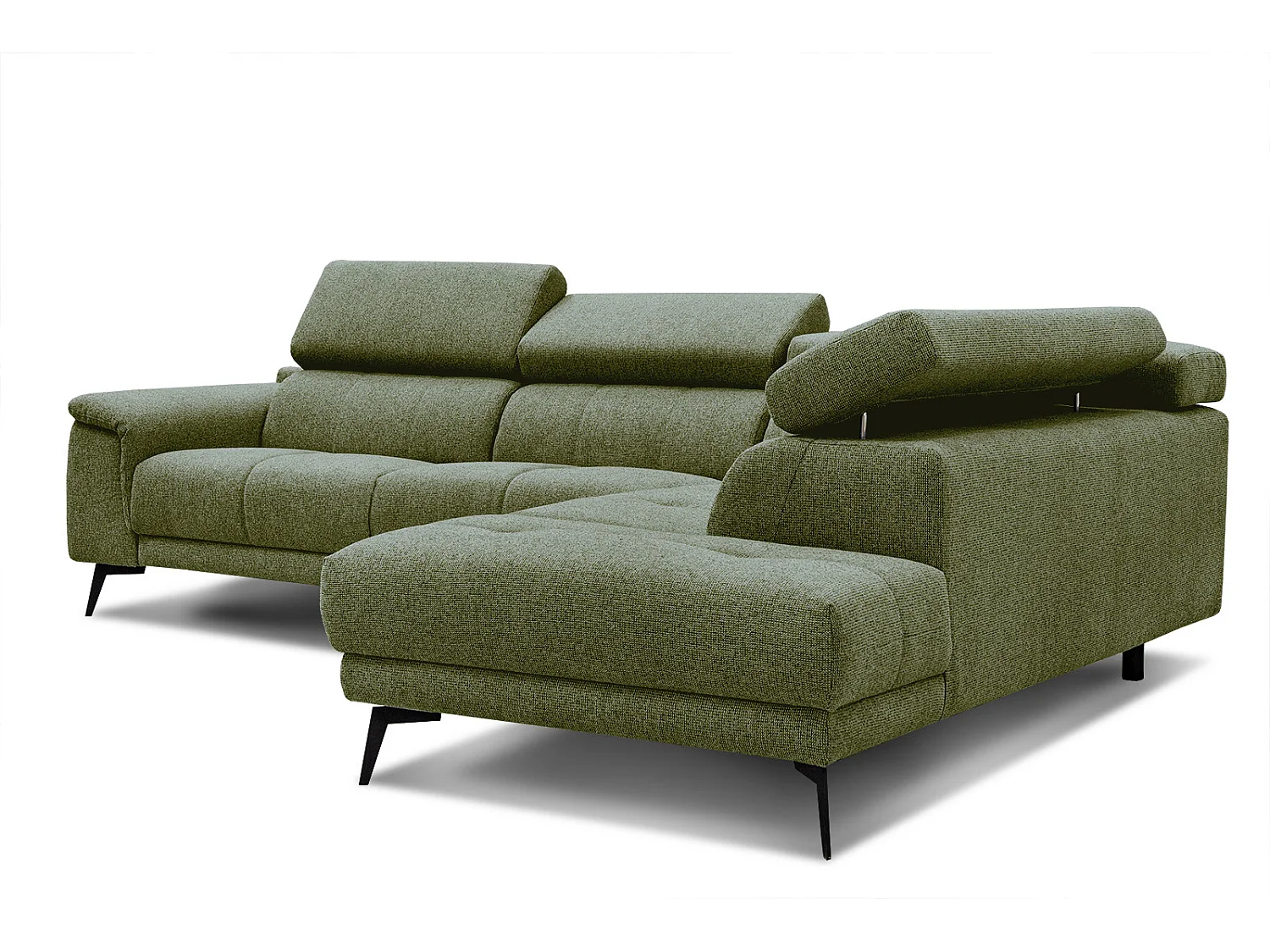 Canapé d'angle droit 5 places tissu vert foncé - Fiero