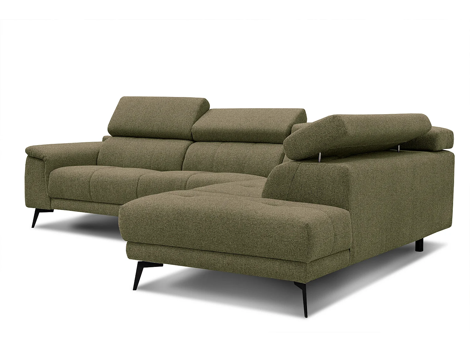 Canapé d'angle droit 5 places tissu vert foncé - Fiero