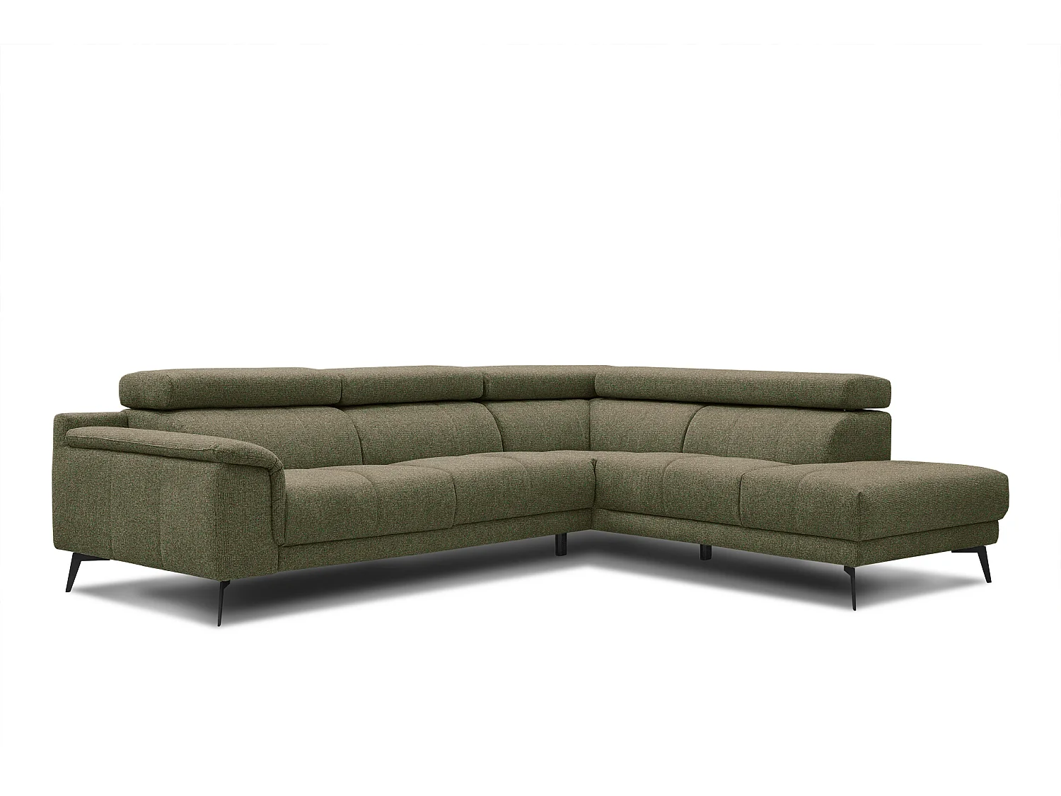 Canapé d'angle droit 5 places tissu vert foncé - Fiero