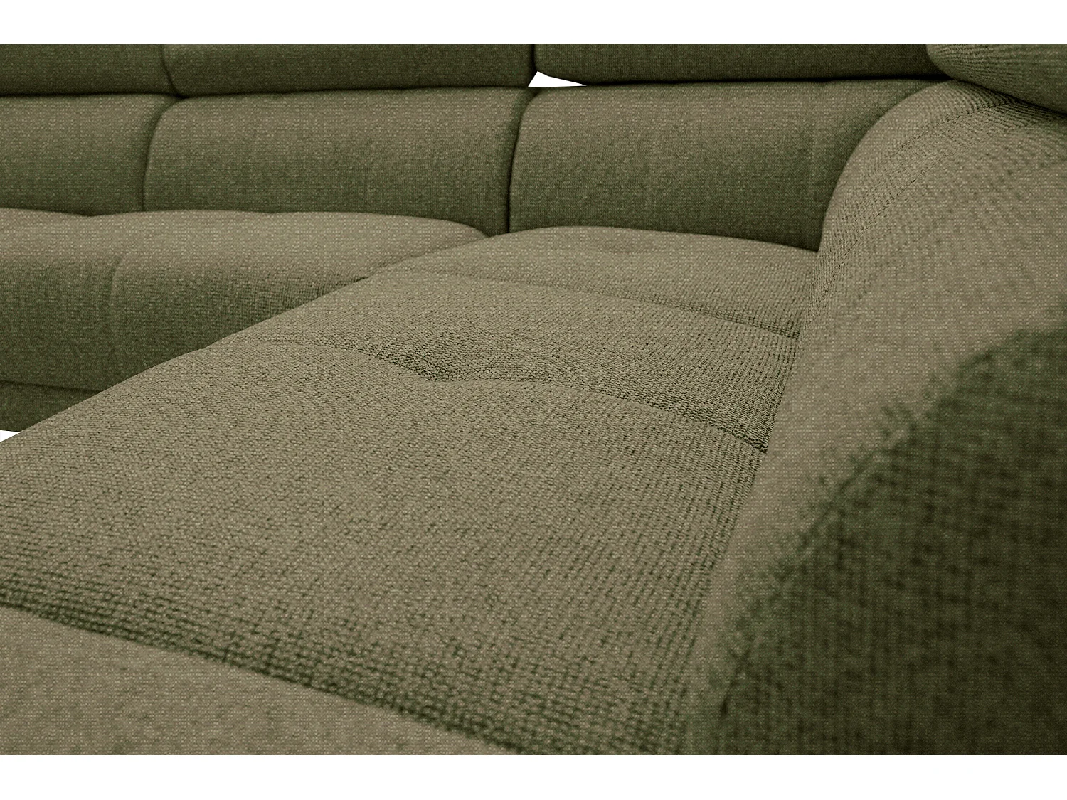 Canapé d'angle droit 5 places tissu vert foncé - Fiero