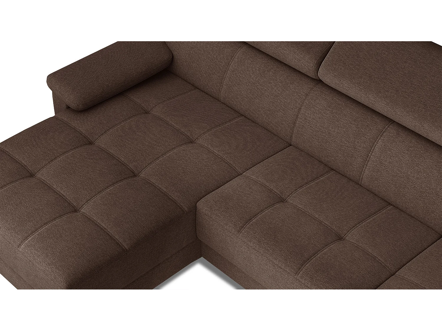 TAUNUS Ecksofa 4-Sitzer links mit verstellbare Kopfstützen, braun