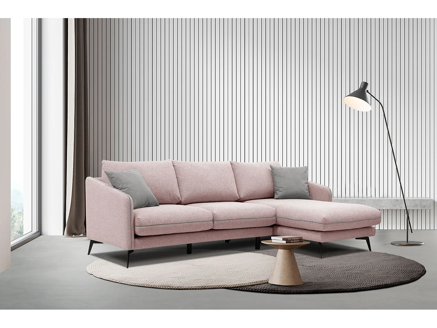 SOGEL Ecksofa 4-Sitzer rechts, rosé