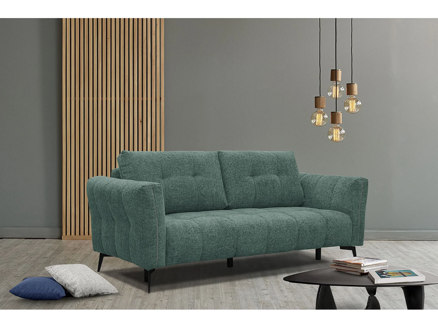 KALMER Sofa 2,5-Sitzer, smaragdgrün