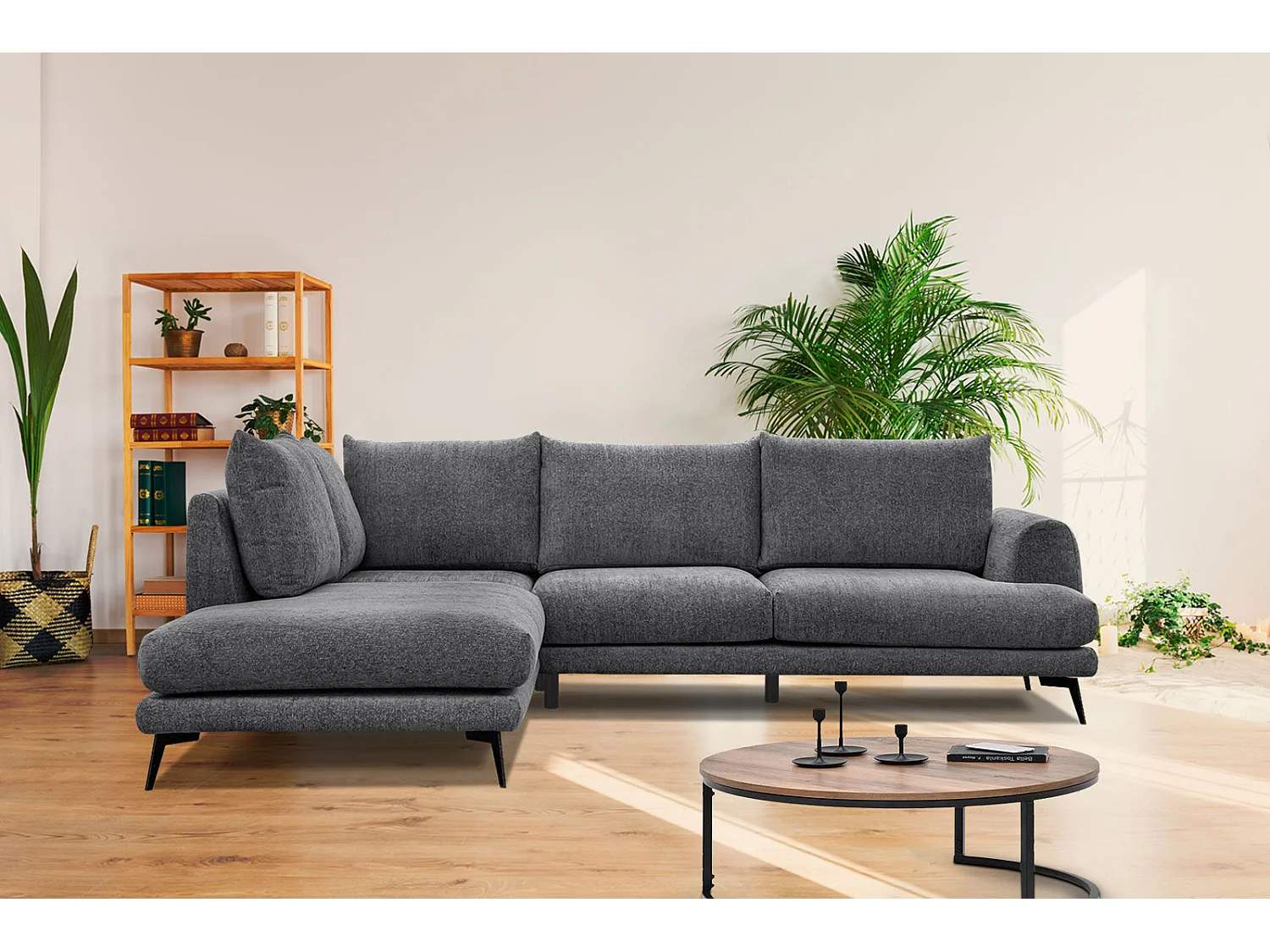 ADRIA Ecksofa 5-Sitzer links, graphit