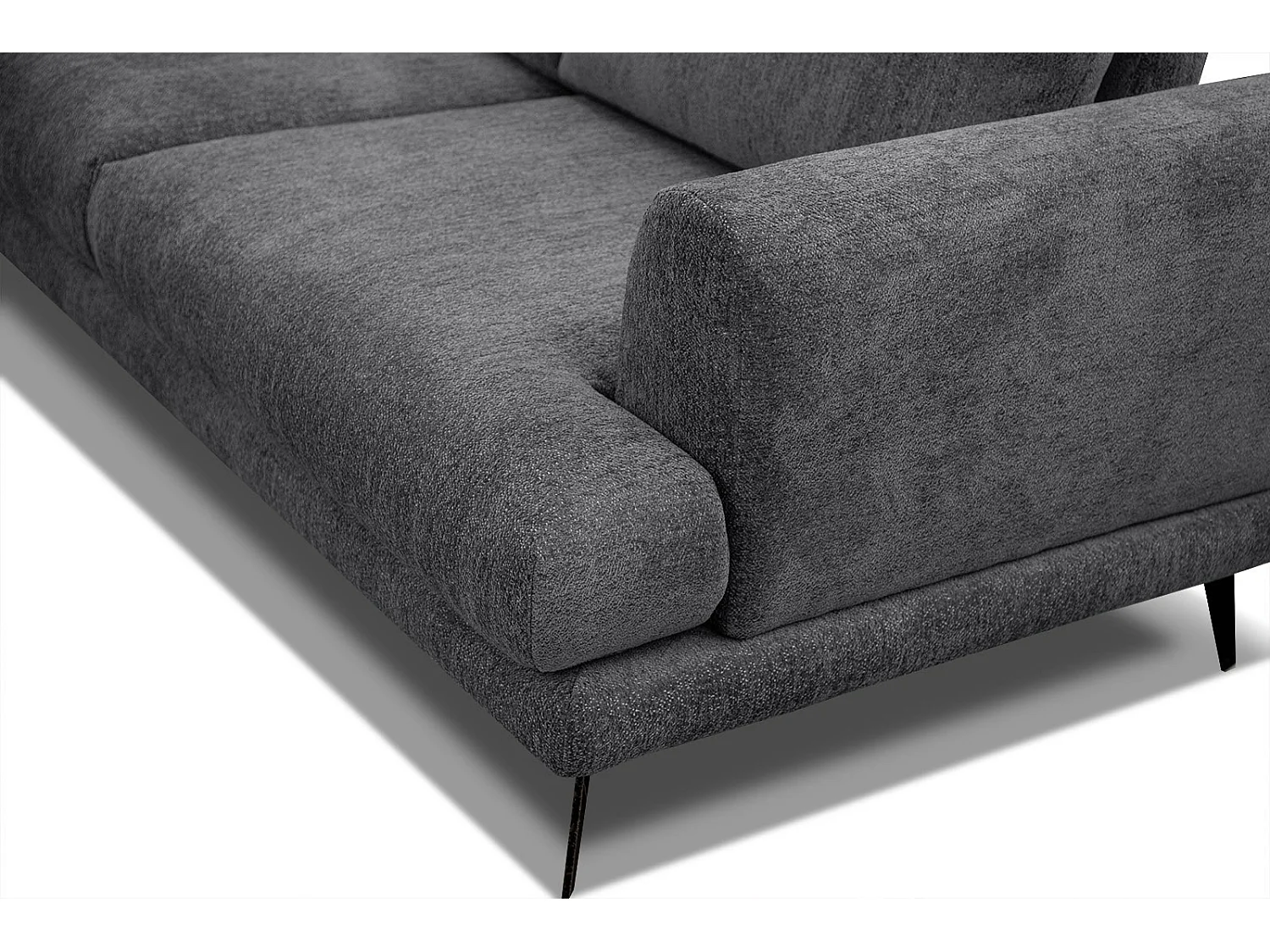 Canapé d'angle gauche 5 places tissu gris foncé