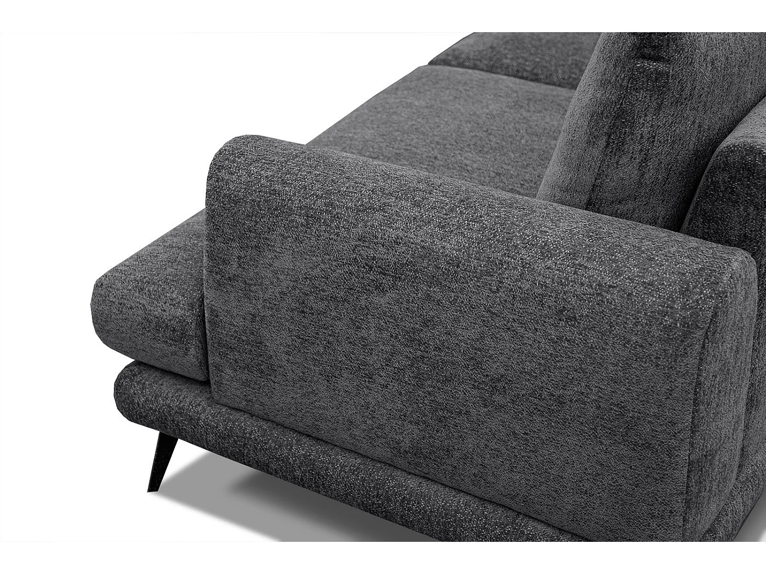 Canapé d'angle gauche 5 places tissu gris foncé