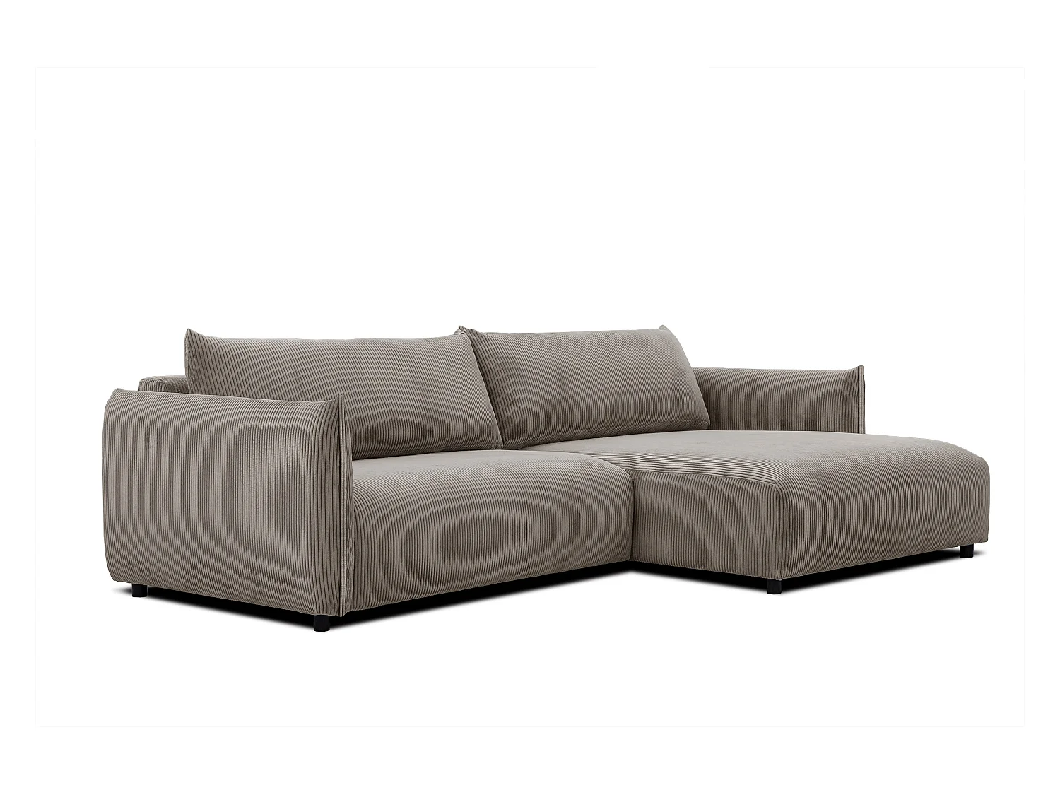 Canapé d'angle droit 4 places tissu beige - TAUER