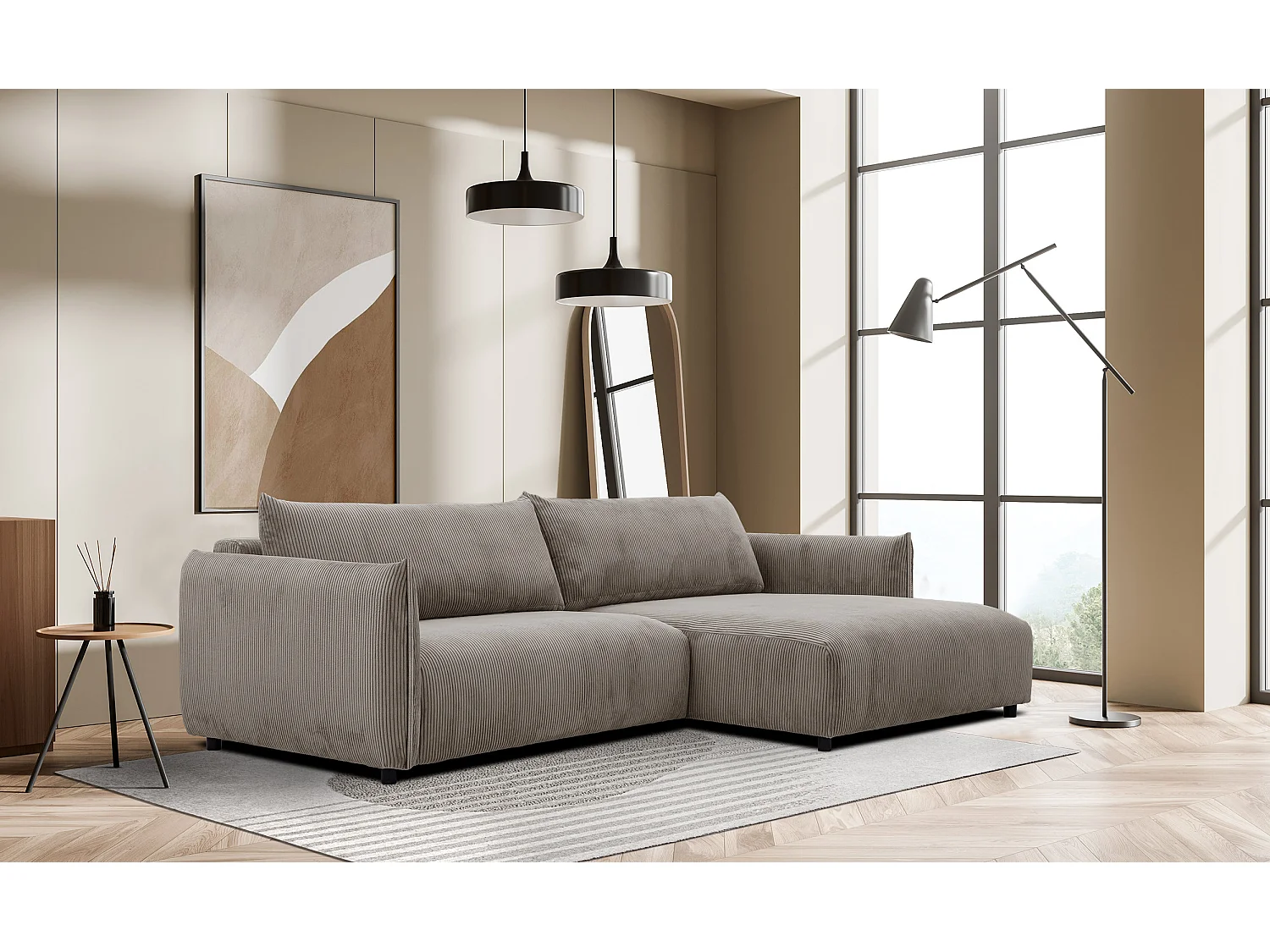 TAUER Ecksofa 5-Sitzer, taupe