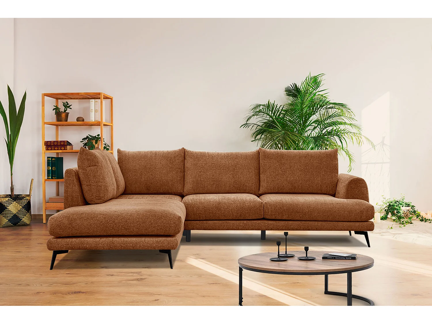 ADRIA Ecksofa 5-Sitzer links, dunkelorange