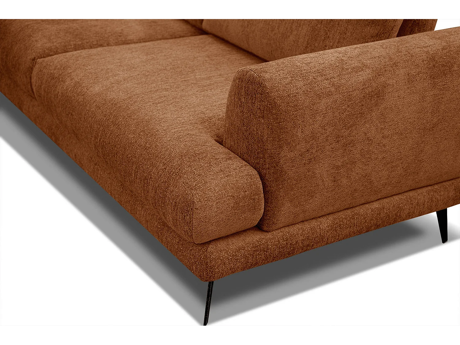 Canapé d'angle gauche 5 places tissu brique