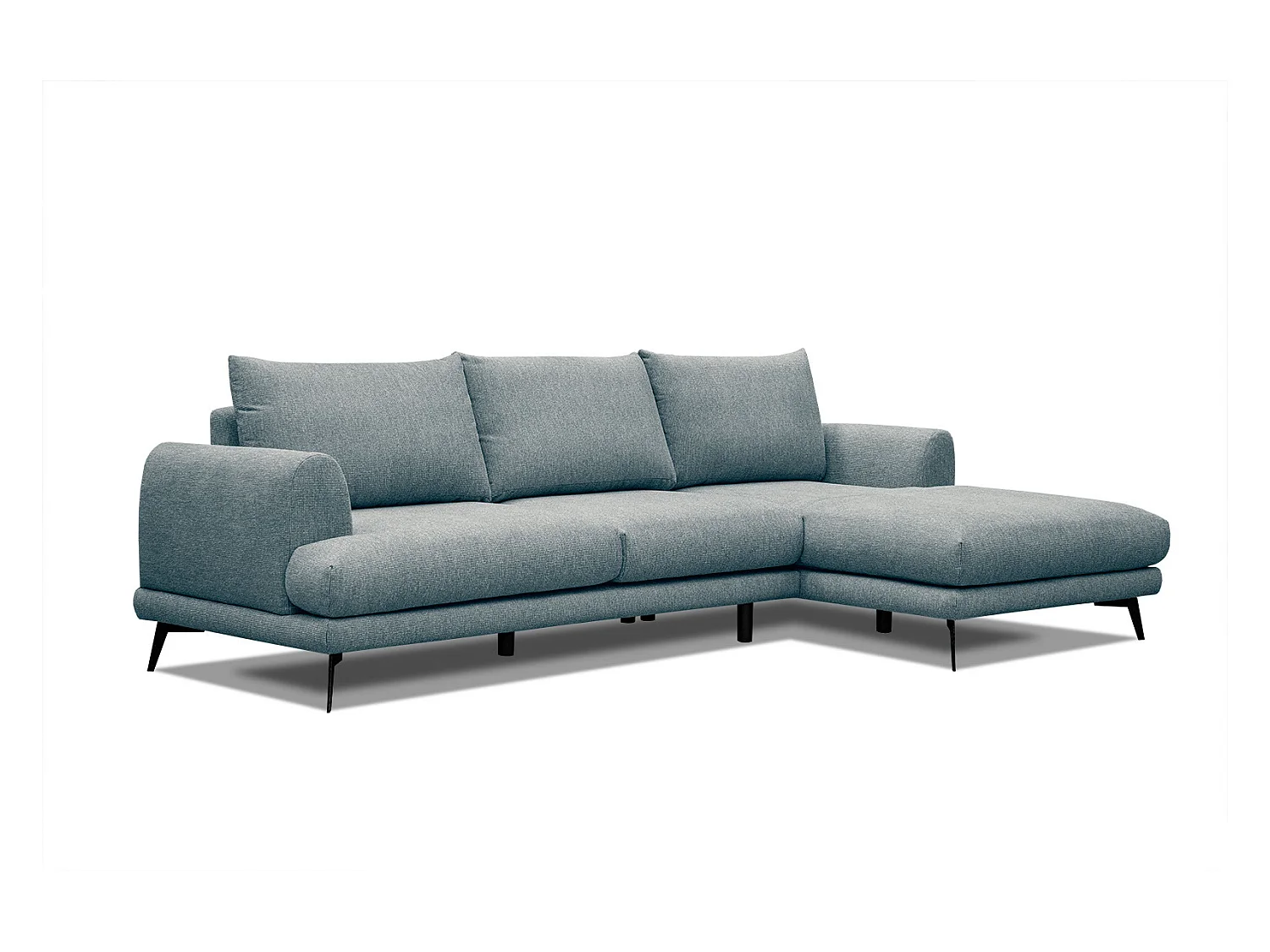 Canapé d'angle droit 4 places tissu bleu clair - ADRIA